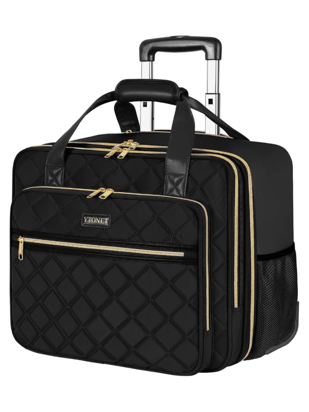 Rolling Briefcase Tote with Telescopic Handle, 17.3in Laptop Bag,